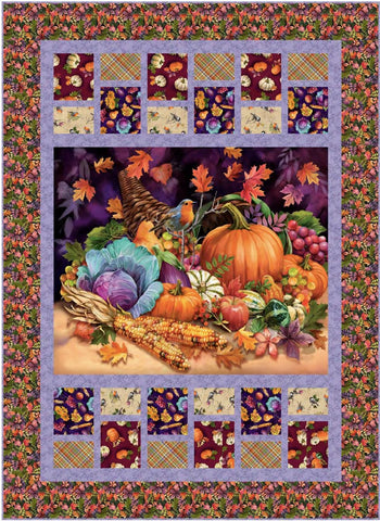 Cornucopia Harvest Panel Quilt PATTERN - QT Fabrics - Instructions Only - Gina Jane Lee - Fall Panel Quilt