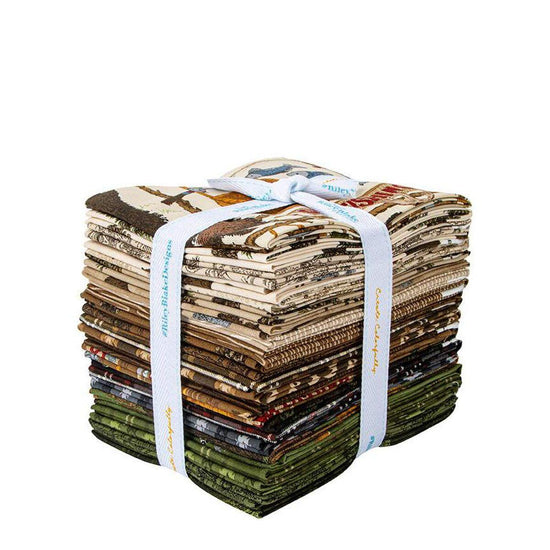 Image of the Perry Grove fat quarter bundle by The RBD Designers for Riley Blake Designs. Features outdoor themed fabrics on brown backgrounds. 
Cute Little Fabric Shop