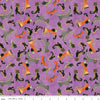 Image of the Ghoul Friends Boots Toss Purple quilting cotton fabric by Teresa Kogut for Riley Blake Designs. Features boots on a purple background. Cute Little Fabric Shop