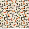 Image of the Ghoul Friends Boots Toss Cream quilting cotton fabric by Teresa Kogut for Riley Blake Designs. Features boots on a cream background. Cute Little Fabric Shop