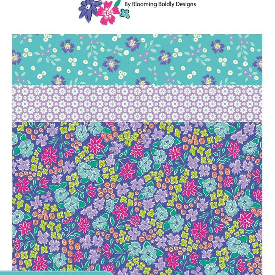 Image of the Vibrance storyboard by Leslie Ryan for Riley Blake Designs. Features bright colored fabrics. Cute Little Fabric Shop