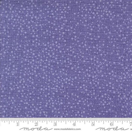 Dotty Thatched Dots Periwinkle quilting cotton fabrics by Robin Pickens for Moda Fabrics. Features lines and dots on a purple background. Cute Little Fabric Shop