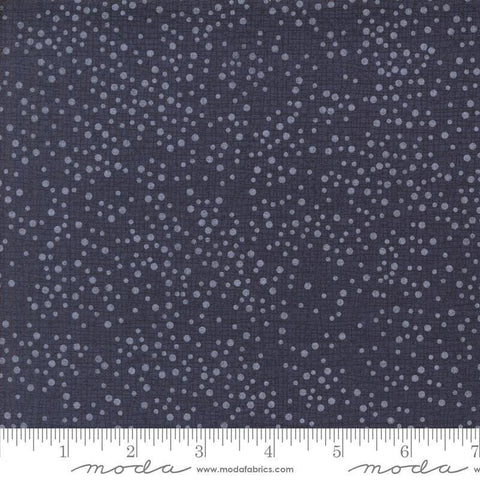 Dotty Thatched Dots Indigo quilting cotton fabrics by Robin Pickens for Moda Fabrics. Features lines and dots on a blue background. Cute Little Fabric Shop