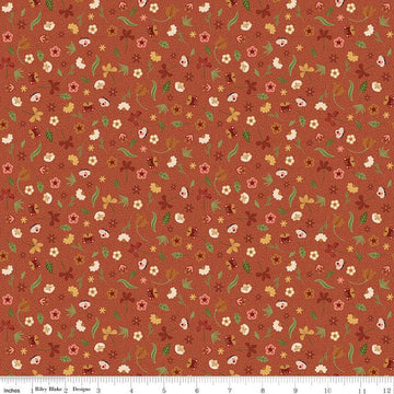 Image of the Created With Love Bloom & Grow Clay quilting cotton fabric by Riley Blake Designs. Features animals on a red background. Cute Little Fabric Shop