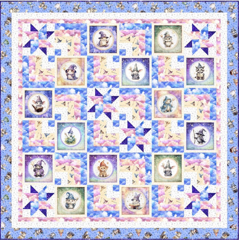 SALE Sky Full of Magic Digital QUILT Top by Sue Harvey Quilt Design - Lil Wizards - QT Fabrics - Quilting Cotton