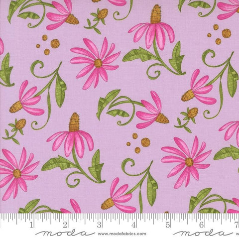 Superbloom Daisyish Freesia quilting cotton fabrics by Robin Pickens for Moda Fabrics. Features flowers on a purple background. Cute Little Fabric Shop