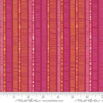 Superbloom Scribble Indigo quilting cotton fabrics by Robin Pickens for Moda Fabrics. Features stripes on a blue background. Cute Little Fabric Shop