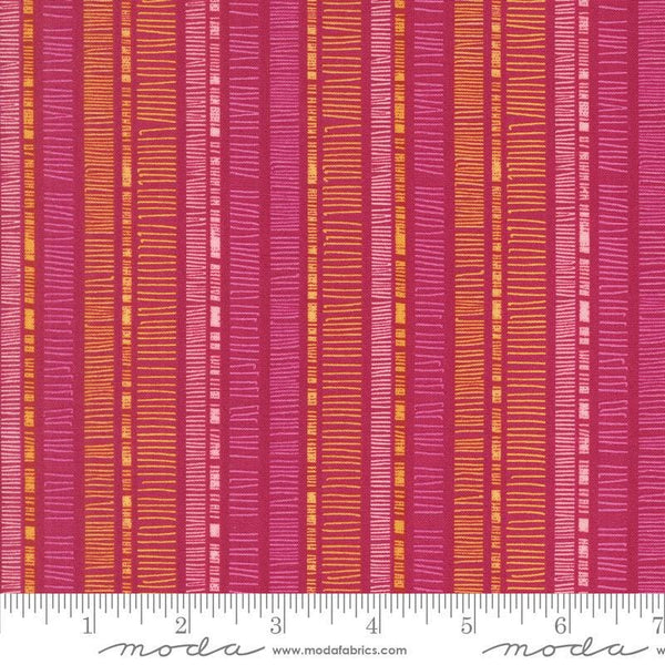 Superbloom Scribble Indigo quilting cotton fabrics by Robin Pickens for Moda Fabrics. Features stripes on a blue background. Cute Little Fabric Shop