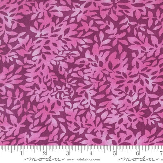Superbloom Leafy Dahlia quilting cotton fabrics by Robin Pickens for Moda Fabrics. Features flowers on a pink background. Cute Little Fabric Shop
