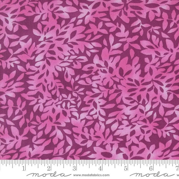 Superbloom Leafy Dahlia quilting cotton fabrics by Robin Pickens for Moda Fabrics. Features flowers on a pink background. Cute Little Fabric Shop