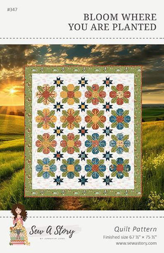SALE Bloom Where You Are Planted Quilt PATTERN - Jennifer Long Riley Blake Designs - Instructions Only - Fat Quarter Friendly