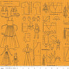 Image of the Costume Maker's Act II Costumes Orange quilting cotton fabric. Features clothes on an orange background. Cute Little Fabric Shop