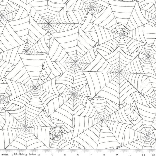 Image of the Costume Maker's Act II Web White quilting cotton fabric. Features plant on a white background. Cute Little Fabric Shop