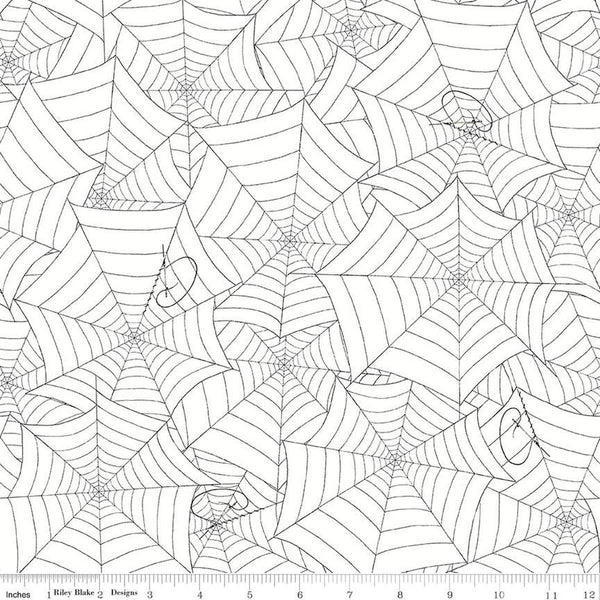 Image of the Costume Maker&#39;s Act II Web White quilting cotton fabric. Features plant on a white background. Cute Little Fabric Shop