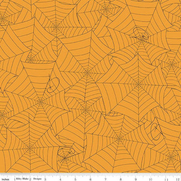 Image of the Costume Maker's Act II Web Orange quilting cotton fabric. Features plant on a orange background. Cute Little Fabric Shop