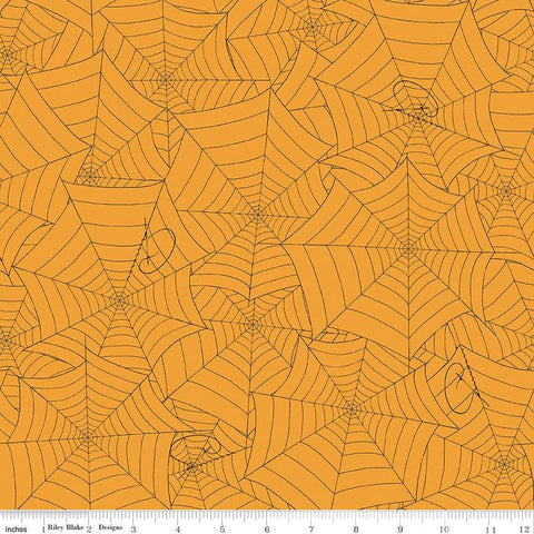 Image of the Costume Maker&#39;s Act II Web Orange quilting cotton fabric. Features plant on a orange background. Cute Little Fabric Shop