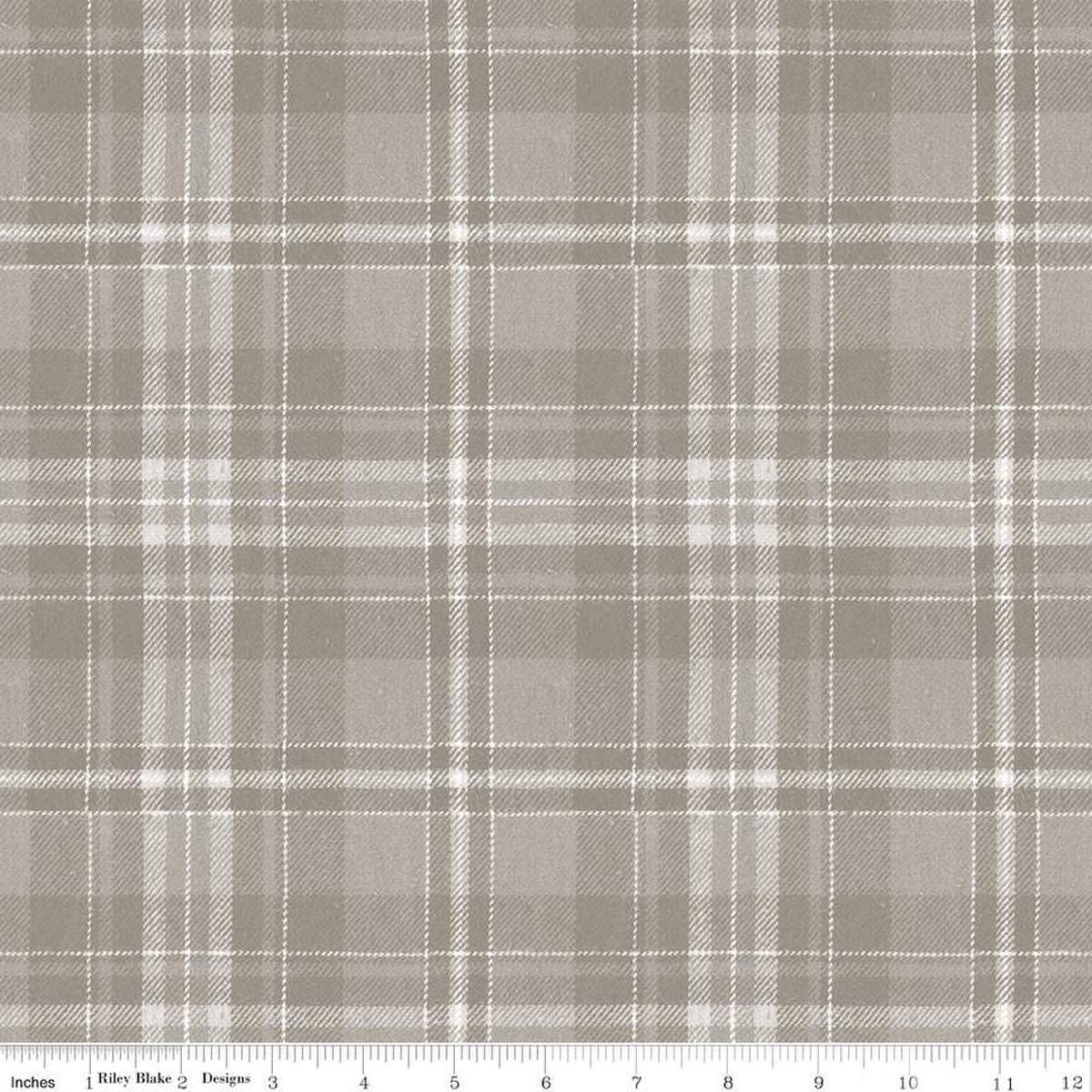 Image of the Costume Maker's Act II Plaid Gray quilting cotton fabric. Features plaid on a gray background. Cute Little Fabric Shop