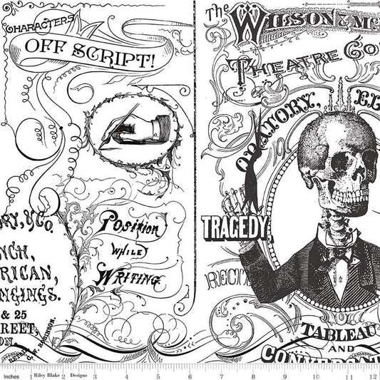 Image of the Costume Maker's Act II Theatre Conversation White quilting cotton fabric. Features text on a white background. Cute Little Fabric Shop