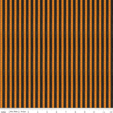 Image of the Costume Maker's Act II Tape Measure Black quilting cotton fabric. Features rulers on a black background. Cute Little Fabric Shop