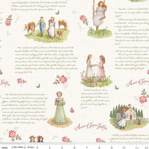 SALE Anne of Green Gables Main CD16120 Cream - Riley Blake Design - DIGITALLY PRINTED - Text - Quilting Cotton Fabric - Licensed Product
