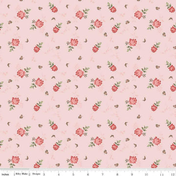 DEAL Anne of Green Gables Roses C16124 Pink - Riley Blake Designs - Flowers Floral Butterflies - Quilting Cotton Fabric - Licensed Product