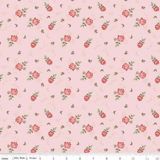DEAL Anne of Green Gables Roses C16124 Pink - Riley Blake Designs - Flowers Floral Butterflies - Quilting Cotton Fabric - Licensed Product
