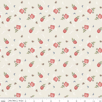 DEAL Anne of Green Gables Roses C16124 Cream - Riley Blake Designs - Flowers Floral Butterflies - Quilting Cotton Fabric - Licensed Product