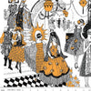 Image of the Costume Maker's Act II Costume Collage White  quilting cotton fabric. Features cats on an white background. Cute Little Fabric Shop