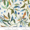 Image of the Wanderlust Fronds Cloud quilting cotton fabric. Features leaves on a white background. Cute Little Fabric Shop