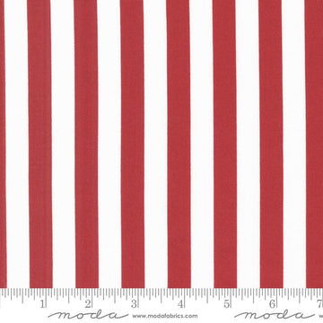 Image of the Star Spangled Stripes Rocket quilting cotton fabric by Moda Fabrics. Features stripes on a white background. Cute Little Fabric Shop