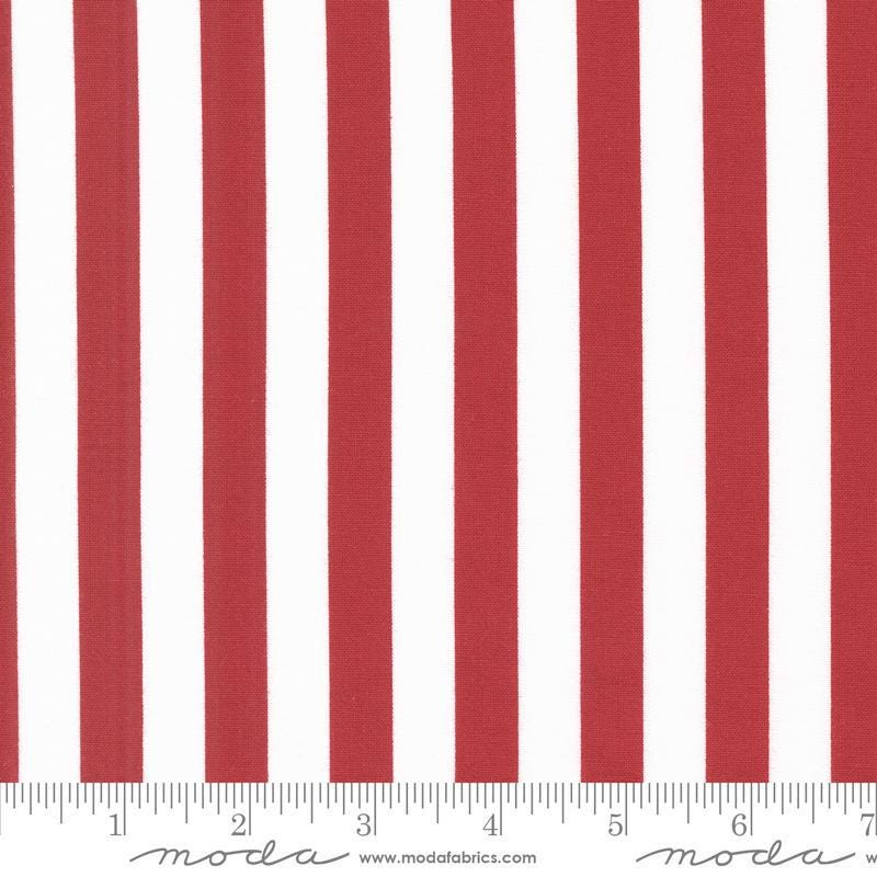 Image of the Star Spangled Stripes Rocket quilting cotton fabric by Moda Fabrics. Features stripes on a white background. Cute Little Fabric Shop