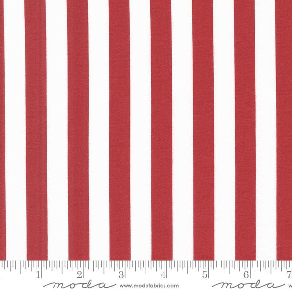 Image of the Star Spangled Stripes Rocket quilting cotton fabric by Moda Fabrics. Features stripes on a white background. Cute Little Fabric Shop