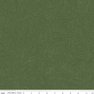 SALE National Parks Topographic C13293 Chive - Riley Blake Designs - Outdoors Tone-on-Tone Map - Quilting Cotton Fabric