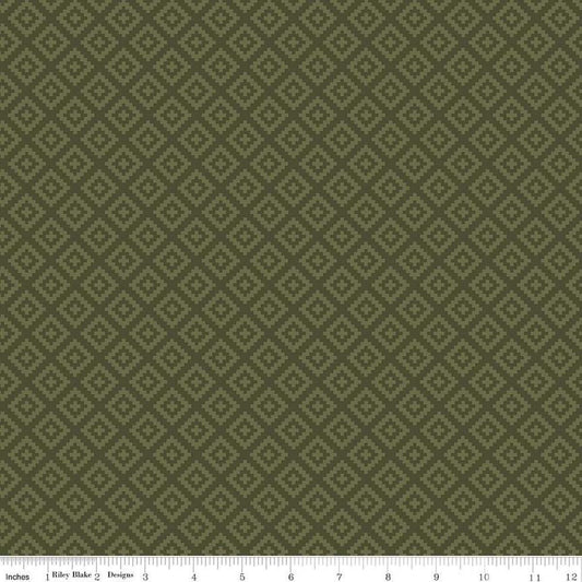 SALE National Parks Diamonds C15099 Chive - Riley Blake Designs - Geometric - Quilting Cotton Fabric
