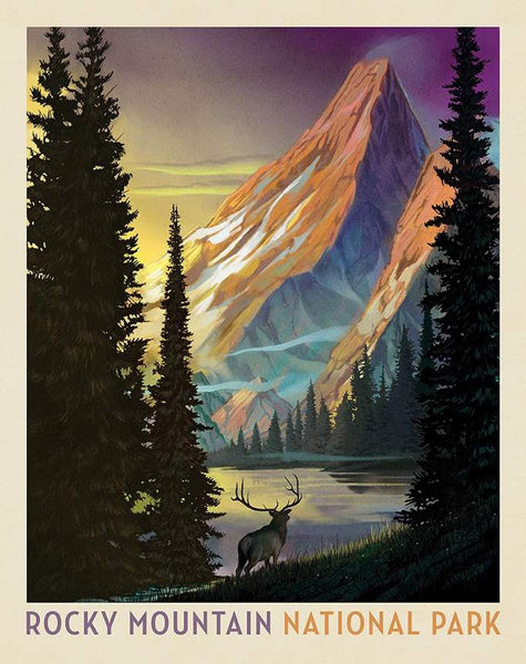 SALE National Parks Rocky Mountain Poster Panel PD16135 - Riley Blake - DIGITALLY Printed Trees Hills - Quilting Cotton Fabric