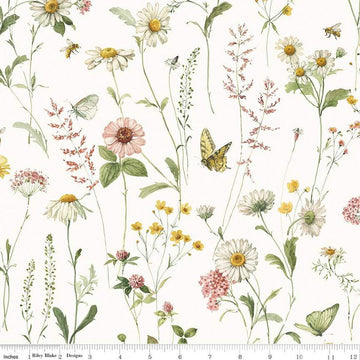 2 yard 32" End of Bolt - Love Me More Floral WIDE BACK WB15639 Cloud - Riley Blake - 107/108" Wide - Quilting Cotton Fabric