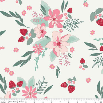 3-Yard cut- Berry Market Floral WIDEBACK WB15749 Sand Dollar - Riley Blake - 108" - Quilting Cotton Fabric