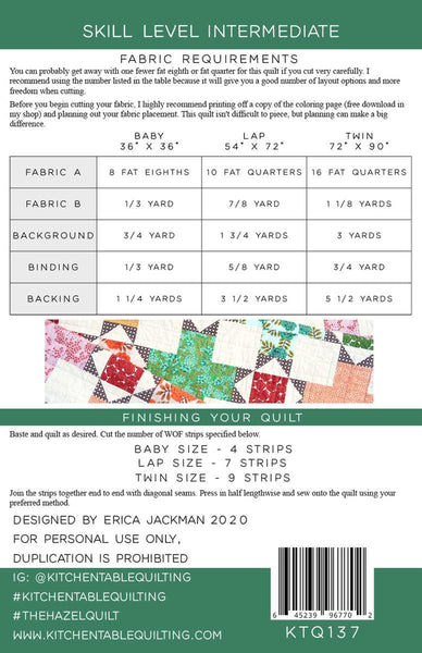 The Hazel Quilt PATTERN P212 by Erica Jackman - Riley Blake Designs - Instructions Only - Fat Quarter Friendly - Three Sizes