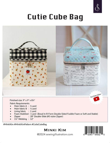 Minki Kim Cutie Cube Bag Project Quilt PATTERN P178 - Riley Blake Designs - INSTRUCTIONS Only - Zipper Bag Project