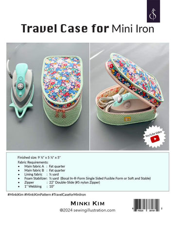 Minki Kim Travel Case for Mini Iron Project Quilt PATTERN P178 - Riley Blake Designs - INSTRUCTIONS Only - Zipper Iron Holder