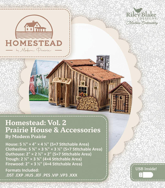 SALE Machine Embroidery Homestead Prairie House INSTRUCTIONS ME207PH0225 - Riley Blake Designs - USB File Free Standing House