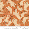Image of the Home Sweet Haunt Ghost Pumpkin quilting cotton fabric by Moda Fabrics. Features ghosts on an orange background. Cute Little Fabric Shop