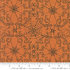 Image of the Home Sweet Haunt Webs Pumpkins quilting cotton fabric by Moda Fabrics. Features spiderwebs on an orange background. Cute Little Fabric Shop