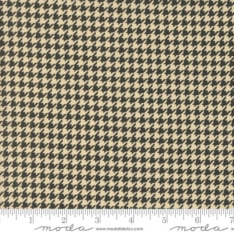 Image of the Home Sweet Haunt Houndstooth Bone quilting cotton fabric by Moda Fabrics. Features houndstooth on a brown background. Cute Little Fabric Shop