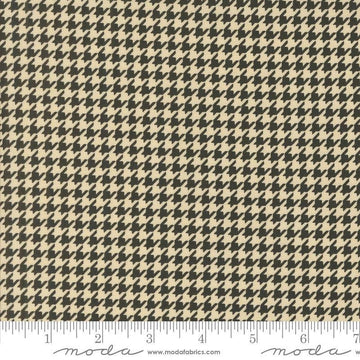 Image of the Home Sweet Haunt Houndstooth Bone quilting cotton fabric by Moda Fabrics. Features houndstooth on a brown background. Cute Little Fabric Shop