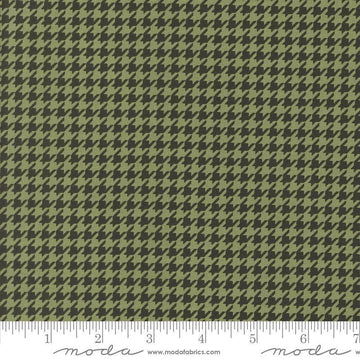 Image of the Home Sweet Haunt Houndstooth Green quilting cotton fabric by Moda Fabrics. Features houndstooth on a green background. Cute Little Fabric Shop