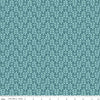 Image of the Morning Meadow Stems Dusk quilting cotton fabric. Features sprigs on a blue background. Cute Little Fabric Shop