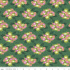 Image of the Morning Meadow Bouquets Green quilting cotton fabric. Features flowers on a green background. Cute Little Fabric Shop