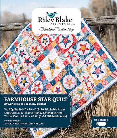 SALE Machine Embroidery Americana Farmhouse Star Quilt Projects INSTRUCTIONS ME018AMQ24R4 - Riley Blake Designs - USB File 5 Projects