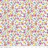 Image of the Morning Meadow Flower Field White quilting cotton fabric. Features flowers on a white background. Cute Little Fabric Shop